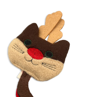 SALE Mewdolph the Red Nosed Cat with Whirly Tail Cat Toy