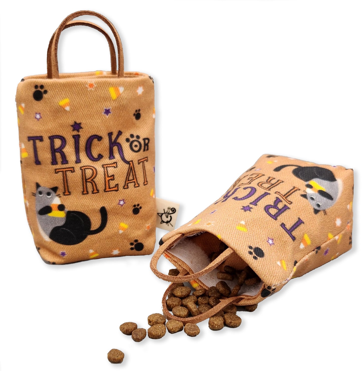 Refillable Trick or Treat Brown Bag Cat Toy