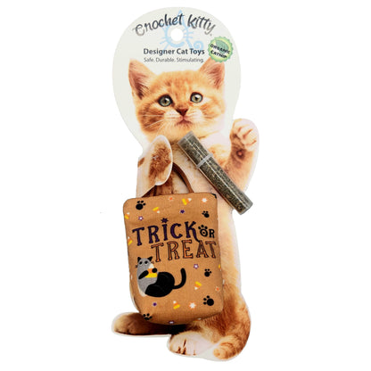 Refillable Trick or Treat Brown Bag Cat Toy