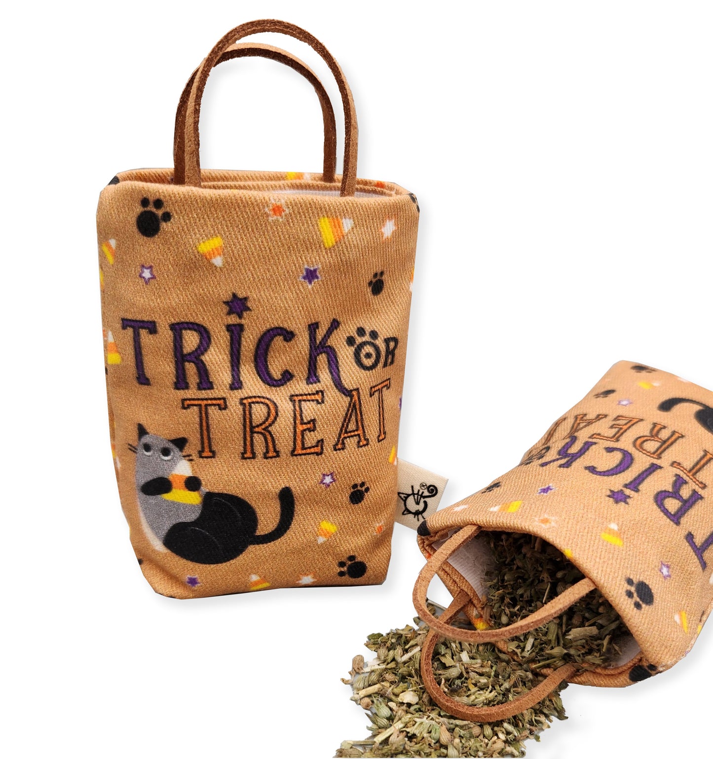 Refillable Trick or Treat Brown Bag Cat Toy