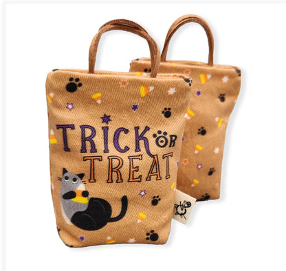 Refillable Trick or Treat Brown Bag Cat Toy